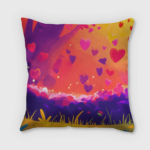 Подушка квадратная Влюбленный милый песец / 3D-принт – фото 2