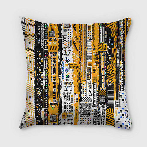 Подушка квадратная Cyberpunk pattern yellow / 3D-принт – фото 2