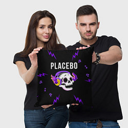 Подушка квадратная Placebo неоновый череп, цвет: 3D-принт — фото 2