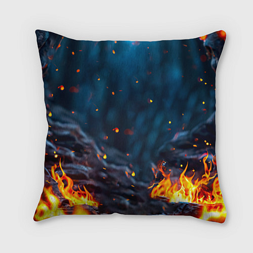 Подушка квадратная Песец в огне / 3D-принт – фото 2