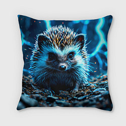 Подушка квадратная Ежик в разрядах молний, цвет: 3D-принт