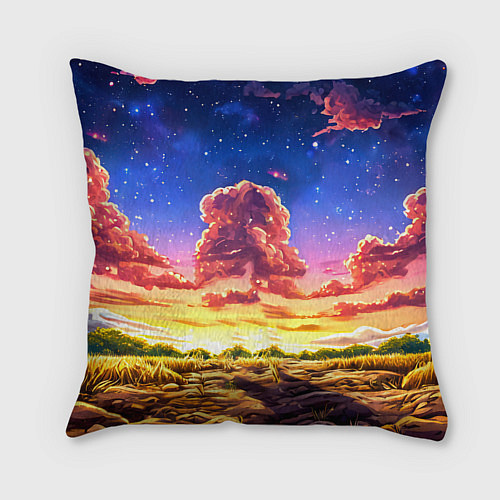 Подушка квадратная Буйвол в звездной ночи / 3D-принт – фото 2