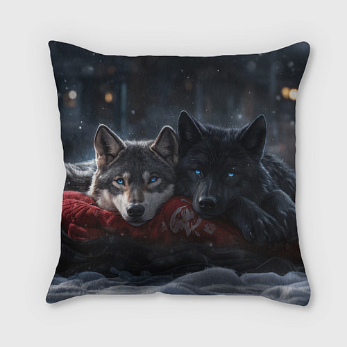 Подушка квадратная Love wolfs / 3D-принт – фото 2