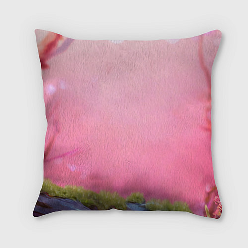 Подушка квадратная Выдра в розовом цвете / 3D-принт – фото 2