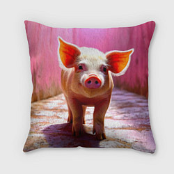 Подушка квадратная Поросенок в розовом, цвет: 3D-принт