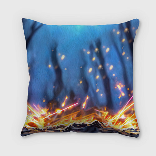 Подушка квадратная Росомаха в искрах / 3D-принт – фото 2