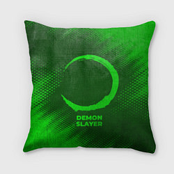 Подушка квадратная Demon Slayer - green gradient, цвет: 3D-принт