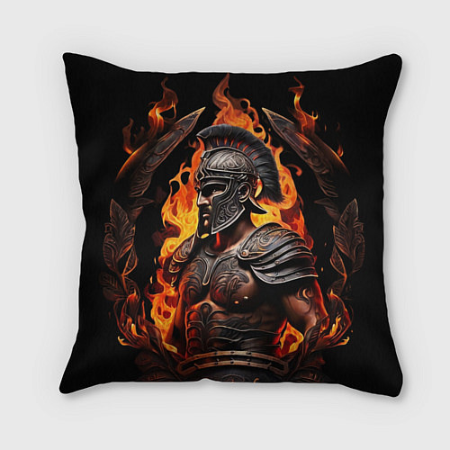 Подушка квадратная Гладиатор пламени огня / 3D-принт – фото 2