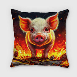 Подушка квадратная Свинка в огне, цвет: 3D-принт