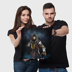 Подушка квадратная Mortal Kombat - Скорпион, цвет: 3D-принт — фото 2