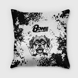 Подушка квадратная David Bowie - рок пес, цвет: 3D-принт