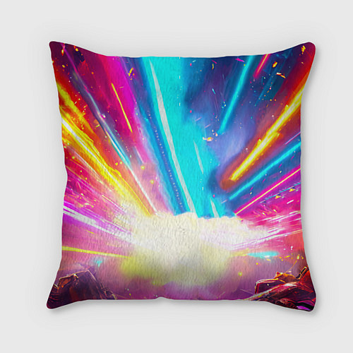 Подушка квадратная Петух в ярких лучах / 3D-принт – фото 2