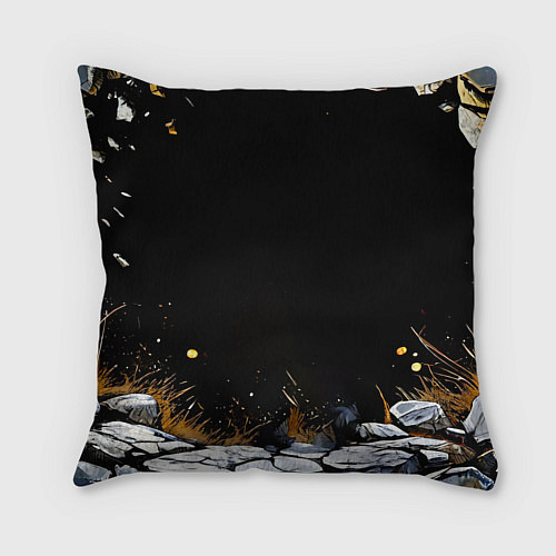 Подушка квадратная Волк на черном / 3D-принт – фото 2