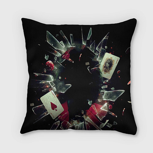 Подушка квадратная Джокер - разбитое стекло / 3D-принт – фото 2