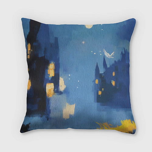 Подушка квадратная Гарри Поттер рисунок акварелью / 3D-принт – фото 2