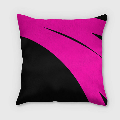 Подушка квадратная Розовый с чёрным двуцветный с полосой / 3D-принт – фото 2