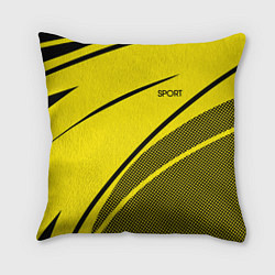 Подушка квадратная Sport жёлтый с чёрным точечный, цвет: 3D-принт