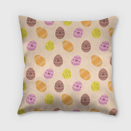 Подушка квадратная Пасха цветные яйца / 3D-принт – фото 2
