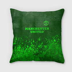 Подушка квадратная Manchester United - green gradient посередине, цвет: 3D-принт