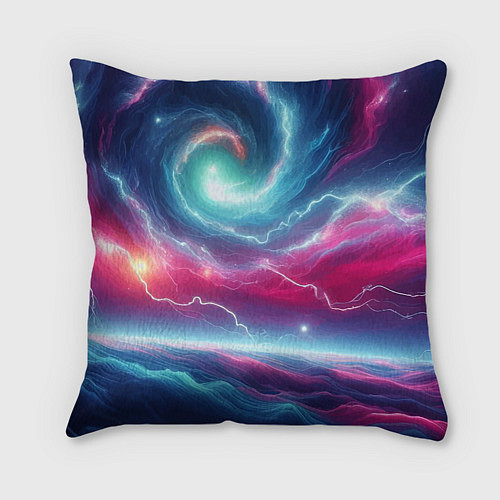 Подушка квадратная Spiral neon galaxy - ai art fantasy / 3D-принт – фото 2