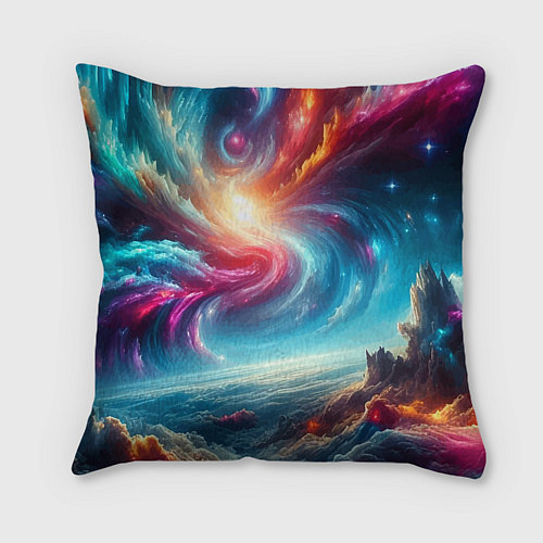 Подушка квадратная Fantastic neon space landscape - ai art fantasy / 3D-принт – фото 2