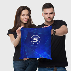 Подушка квадратная Skillet blue poly, цвет: 3D-принт — фото 2
