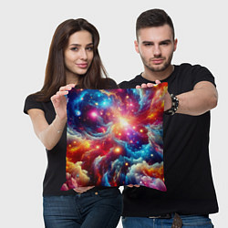 Подушка квадратная Colorfull neon space clouds - ai art fantasy, цвет: 3D-принт — фото 2
