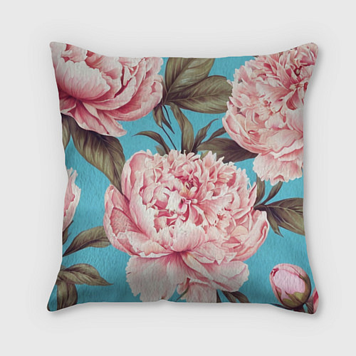 Подушка квадратная Самая лучшая бабушка на фоне пионов / 3D-принт – фото 2