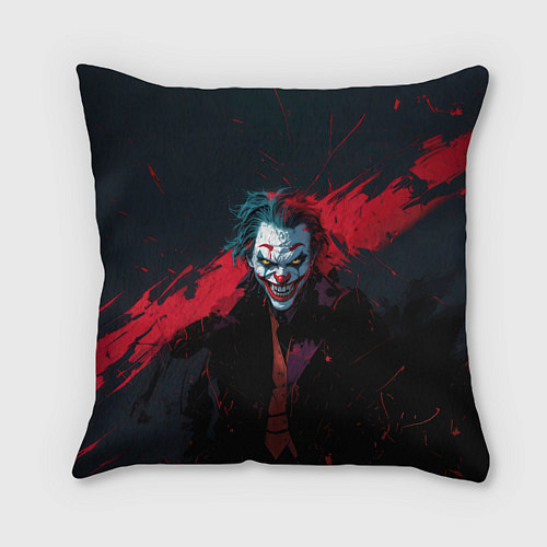 Подушка квадратная Джокер и красная полоса краски / 3D-принт – фото 2