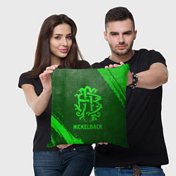 Подушка квадратная Nickelback - green gradient, цвет: 3D-принт — фото 2