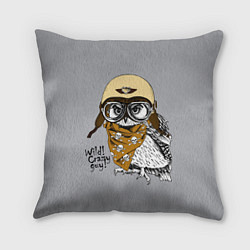 Подушка квадратная Owl - wild crazy guy, цвет: 3D-принт