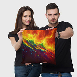 Подушка квадратная Абстрактные волны с огнем, цвет: 3D-принт — фото 2