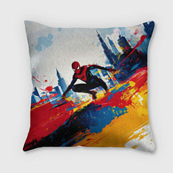 Подушка квадратная Человек - паук и пролитая краска, цвет: 3D-принт