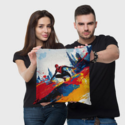 Подушка квадратная Человек - паук и пролитая краска, цвет: 3D-принт — фото 2