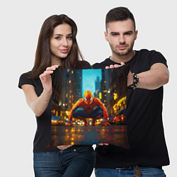 Подушка квадратная Человек паук на старте, цвет: 3D-принт — фото 2