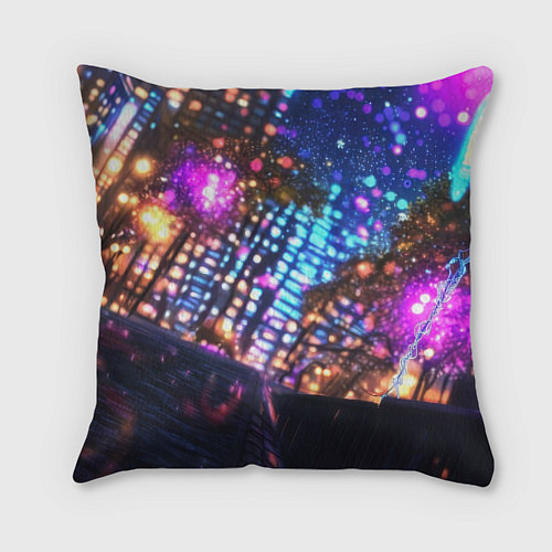 Подушка квадратная Человек-паук и фиолетовый свет / 3D-принт – фото 2