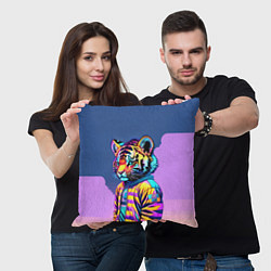 Подушка квадратная Cool tiger cub - pop art, цвет: 3D-принт — фото 2