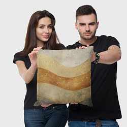 Подушка квадратная Бежево-золотые полосы с блестками, цвет: 3D-принт — фото 2