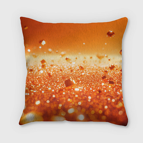 Подушка квадратная Оранжевые блестящие частицы текстура / 3D-принт – фото 2