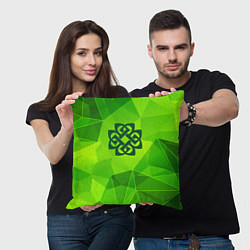 Подушка квадратная Breaking Benjamin green poly, цвет: 3D-принт — фото 2