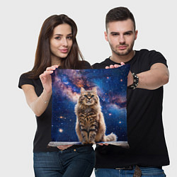 Подушка квадратная Сибирская кошка в космосе, цвет: 3D-принт — фото 2