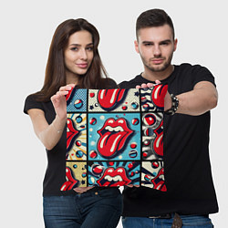 Подушка квадратная Rolling Stones logo - pop art, цвет: 3D-принт — фото 2