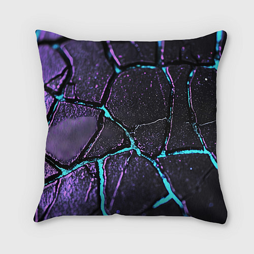 Подушка квадратная Фиолетовые плиты с голубым свечением / 3D-принт – фото 2