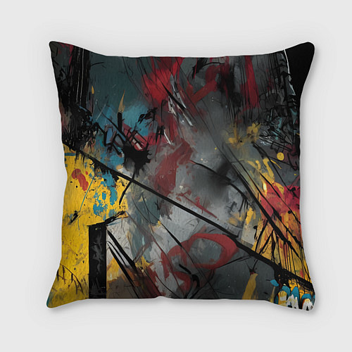 Подушка квадратная Человек-паук абстракция из красок / 3D-принт – фото 2