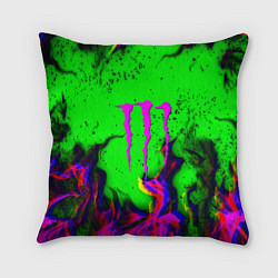 Подушка квадратная Monster Energy flame, цвет: 3D-принт