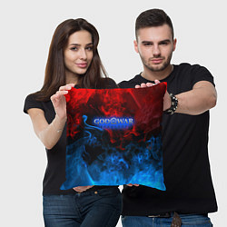 Подушка квадратная God of War битва огня, цвет: 3D-принт — фото 2
