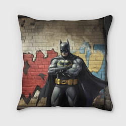 Подушка квадратная Бэтмен на фоне стены, цвет: 3D-принт