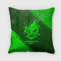 Подушка квадратная Cyberpunk 2077 - green gradient, цвет: 3D-принт
