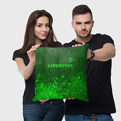 Подушка квадратная Liverpool - green gradient посередине, цвет: 3D-принт — фото 2