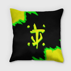 Подушка квадратная Doom огненное лого краски, цвет: 3D-принт